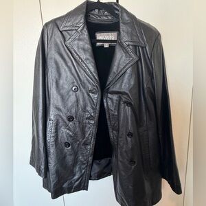 Wilsons Leather Double-Breasted Black Jacket